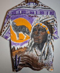 Vintage 1990s Native American Americana Chief Wolf Sun L T shirt