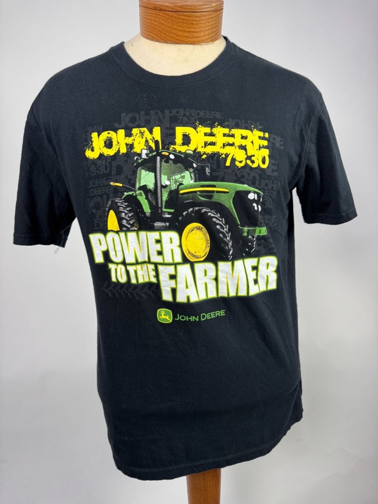 John Deere Power To The Farmer Black Graphic T-Shirt Large