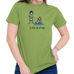 Life is Crap Wet Dog Funny Pet Graphic Gift Womens Graphic Crewneck T Shirt Tee