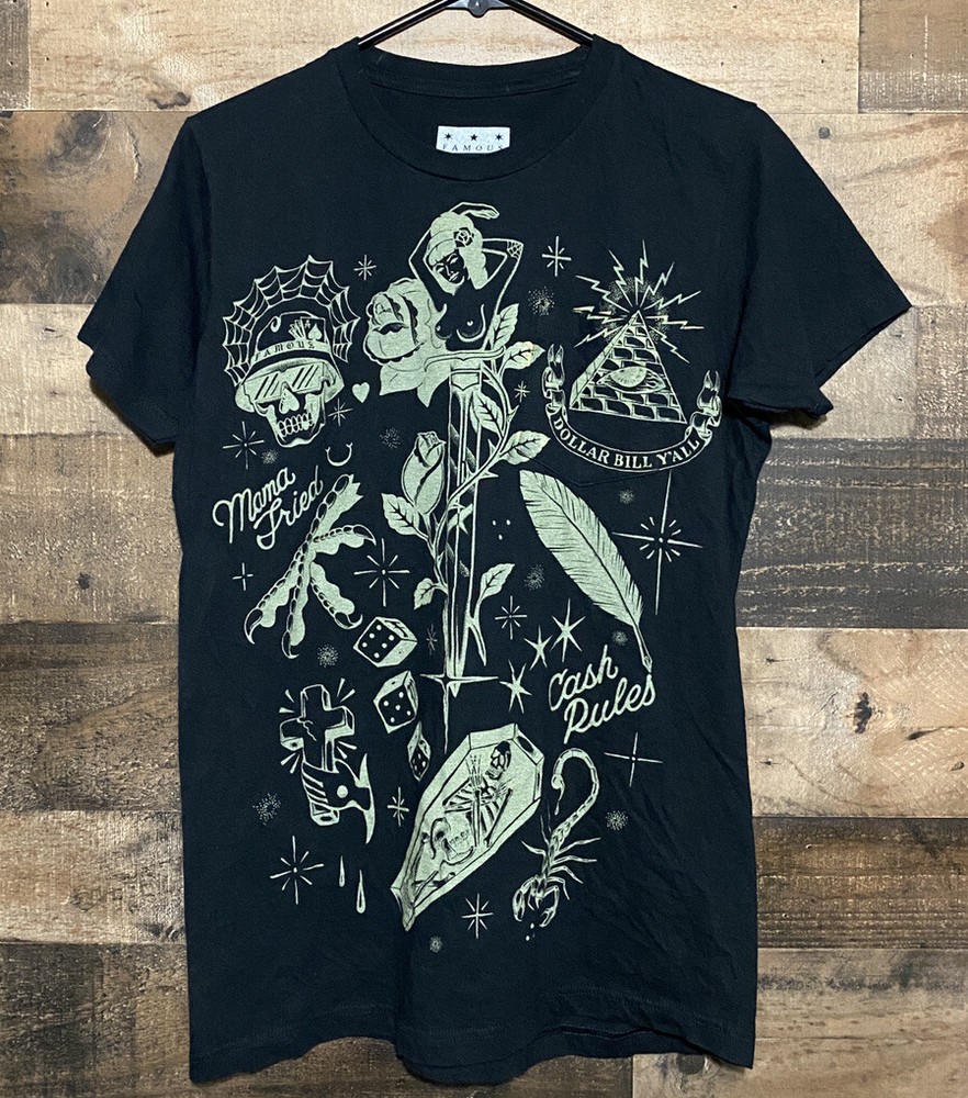 Famous Stars and Straps Skeleton Coffin T-Shirt Size Medium Spooky Halloween