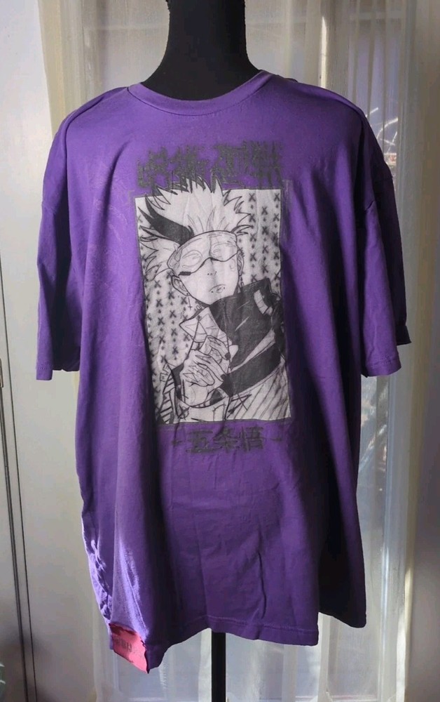 Sadfamx Jujutsu Kaisen Satoru Gojo Anime Short Sleeve T Shirt Purple Men’s XXL