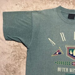 Vintage 1992 Aruba Dutch West Indies T Shirt Single Stitch Striped Green Mens L