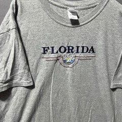 Gildan Heavy Cotton Florida Embroidered Sailboat T-Shirt Mens XL Gray Tee Shirt