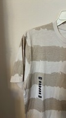 CSG Men’s Size Medium Beige White Stripe Casual Crew Neck Tee