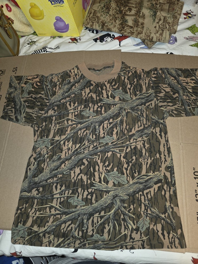 Vintage Mossy Oak Camo Single Stitch Pocket Tee T Shirt Men’s Made In The USA