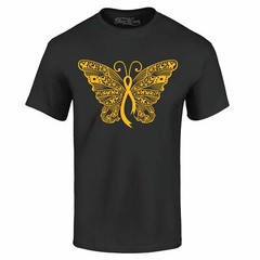Gold Ribbon Butterfly T-shirt Childhood Cancer Awareness Shirts