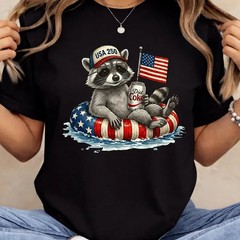 Raccoon 4th of July T-Shirt,Patriotic Raccoon 4th of July Tee, Raccoon Lover Pat