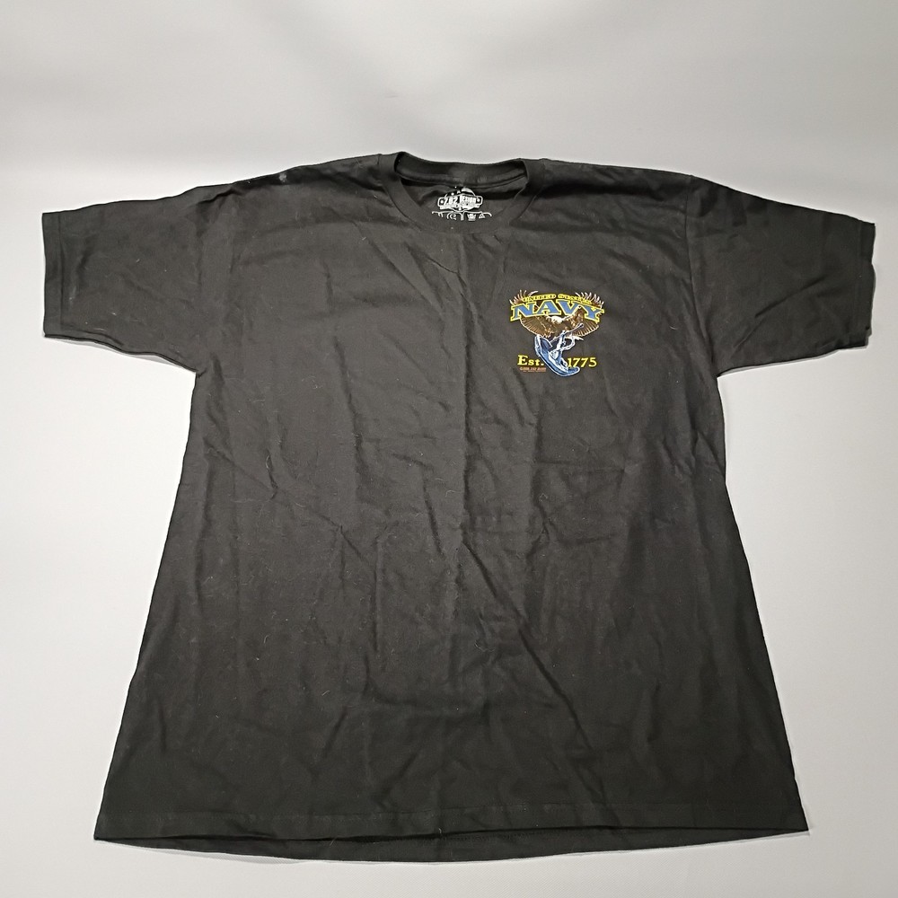 US Navy Shirt Mens Large Battle Space Fighting Eagle Tee Short Sleeve Black