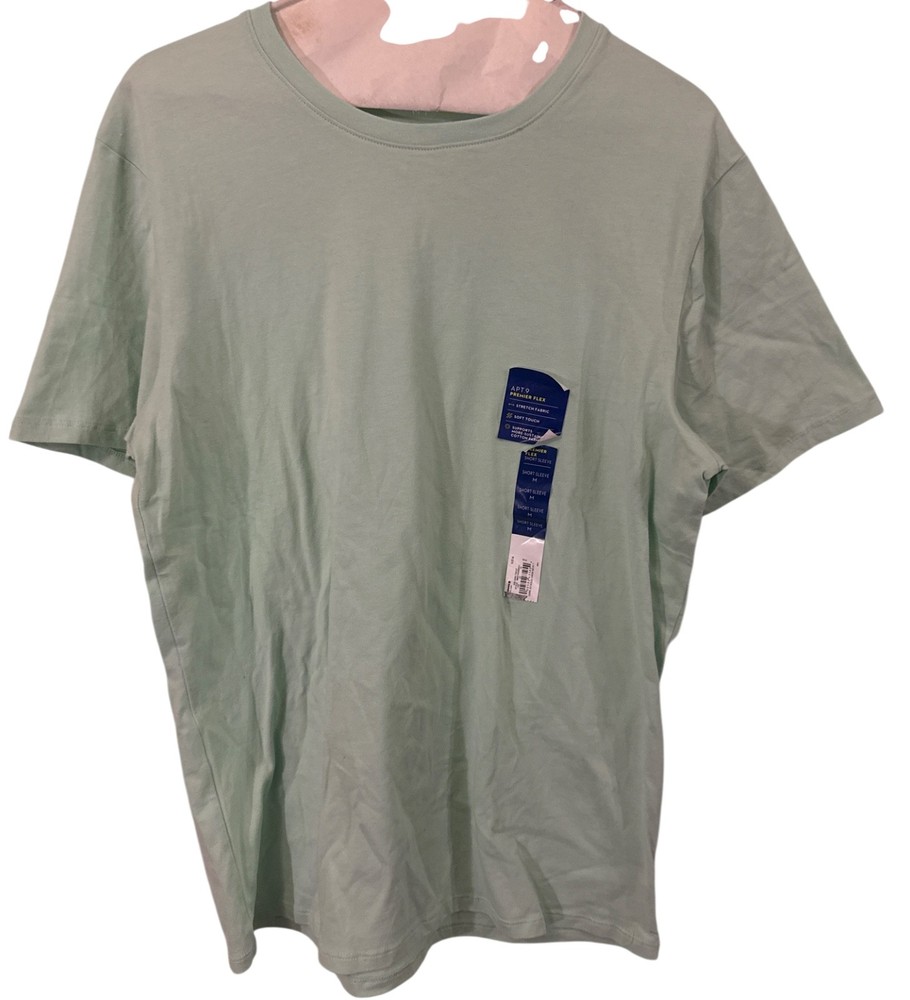 APT 9 Premier Flex Short Sleeve T-Shirt (S) Light Green Cotton Crewneck NWT