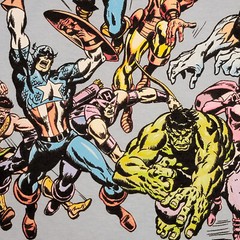 MARVEL Comics Mens 2XL XXL Blue Golden Age Aventures Hulk Thor Cpt America NWT