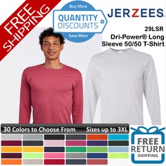 🔥 Jerzees Men Dri-power Long Sleeve 50/50 T-shirt Pre-shrunk Up To 3XL 29lsr