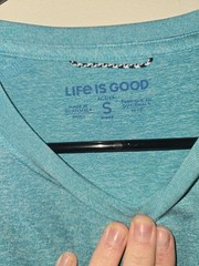 Life is Good Men Active Short Sleeve Tee Linear Oceanview Blue Small
