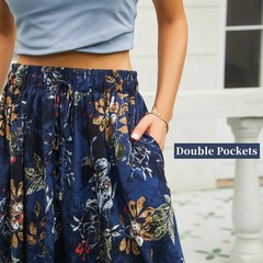 Maxi Skirts for Women with Pockets Long Midi Length Casual Skirt for Beach Pa…