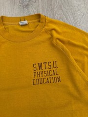 vintage 70s Champion Physical Education Tee M USA Single Stitch SWTSU Texas Uni