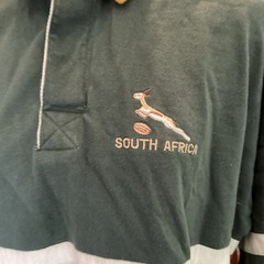 VTG South Africa Springboks Rugby Jersey Shirt Mens L Green Gold Embroider #24E2