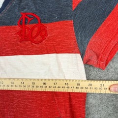 Y2K Ditch Plains T Shirt Mens Medium Red White Blue Striped V-Neck Grunge Skate