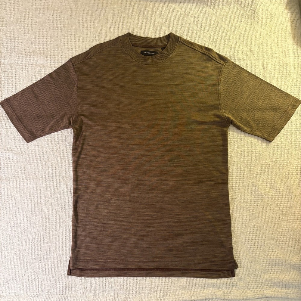 VTG Jhane Barnes 100% Silk Shirt Mens M Brown Textured Knit Short Sleeve Tee