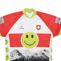 CUORE Mens White Red Green Smiley Face Graphic T-Shirt M Short Sleeve Crew Neck