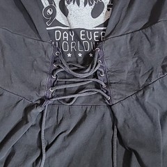 Express Wild Love Graphic Lace Up T-Shirt Size S Gray Grunge Y2K Goth Streetwear