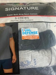 NWT Fruit of The Loom Pack of 5 Men’s Black/Gray Crew T-Shirts MEDIUM (38-40)