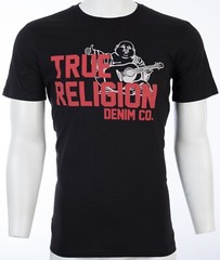 $69 TRUE RELIGION Black BUDDHA APPROVED Short Sleeve Designer Graphic T-shirt