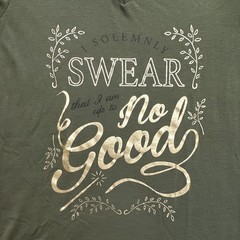 Harry Potter Green V-Neck Short Sleeve Graphic Tee “I Solemnly Swear” Size S