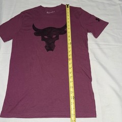 Under Armour Project Rock Brahma Bull Men’s Small S Red Maroon Logo Gym T-Shirt