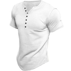 Mens Short Sleeve Henley T-Shirt Casual V Neck Slim Fit Muscle Tops Blouse Tee