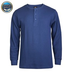 New Men Thermal Henley Shirt T-shirts Long Sleeve Cotton Pullover Three Buttons