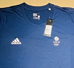 Adidas Training Shirt Team GB Olympic Tee Gym White Blue 2XS XS S M L XL 2XL 3XL
