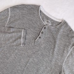 BKE Buckle Henley Shirt Mens XL Grey Pullover Long Sleeve Marled Active Casual