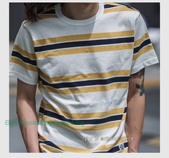 NON STOCK Ivy League Striped Crew Neck T Shirts Preppy Style Men’s Casual Tee
