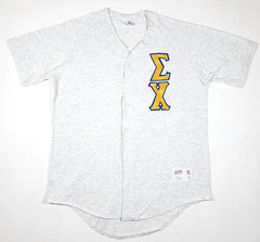 Vintage Soffe Men’s Sigma Chi Embroidered Blue & Gold Logo Jersey T-Shirt – XL