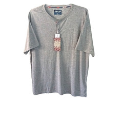 Jachs Signature Soft Touch Henley Shirt 3XL Gray Short Sleeve 3 Button NWT