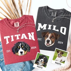 Custom Dog Portrait Comfort Tee Personalized Pet Photo Shirt Gift