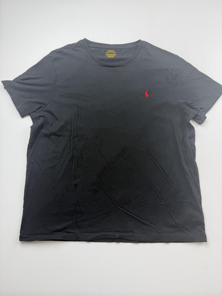 Polo Ralph Lauren Shirt Mens 2XL Black Custom Slim Fit Red Pony Logo Tee