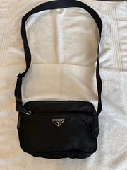 PRADA Black Shoulder Bag Adjustable Strap Logo Accent Zip Designer Medium