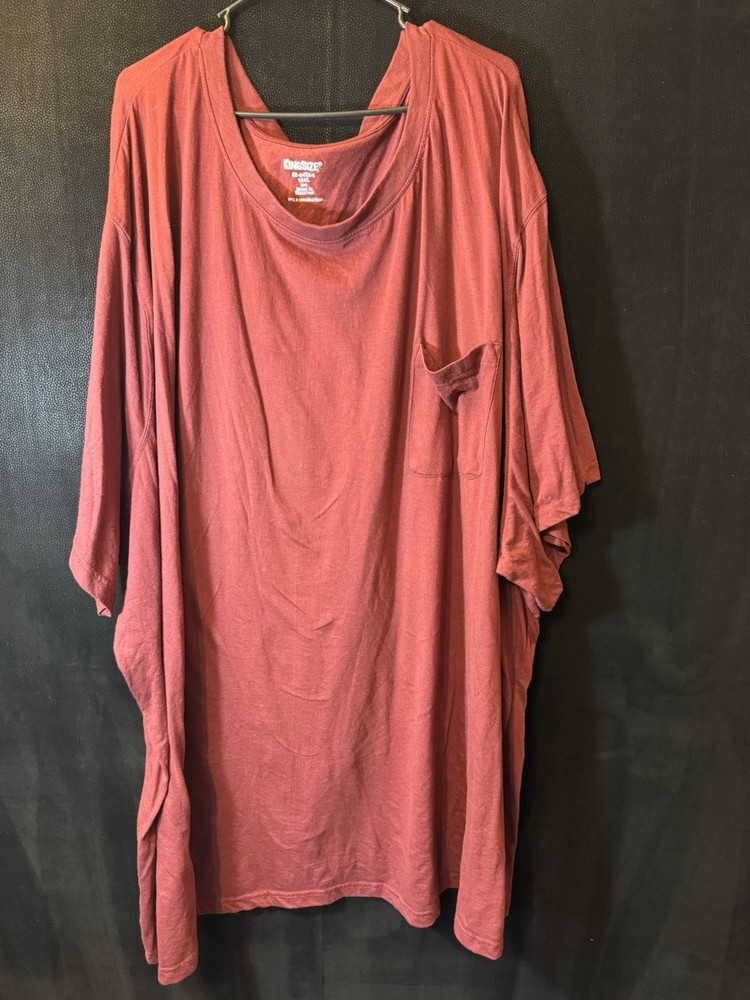 KingSize Men’s 10XL Big Burgundy Pocket T-Shirt Short Sleeve Cotton Blend Tee