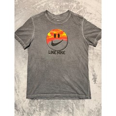 Nike T-Shirt Mens Large Gray Like Nike Smiley Face Graphic Acid Wash Tee