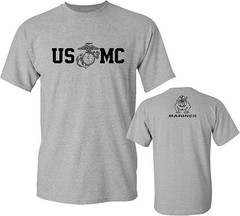 Lucky Ride Marine Corps Bull Dog Front and Back USMC Men’s Military T-Shirt