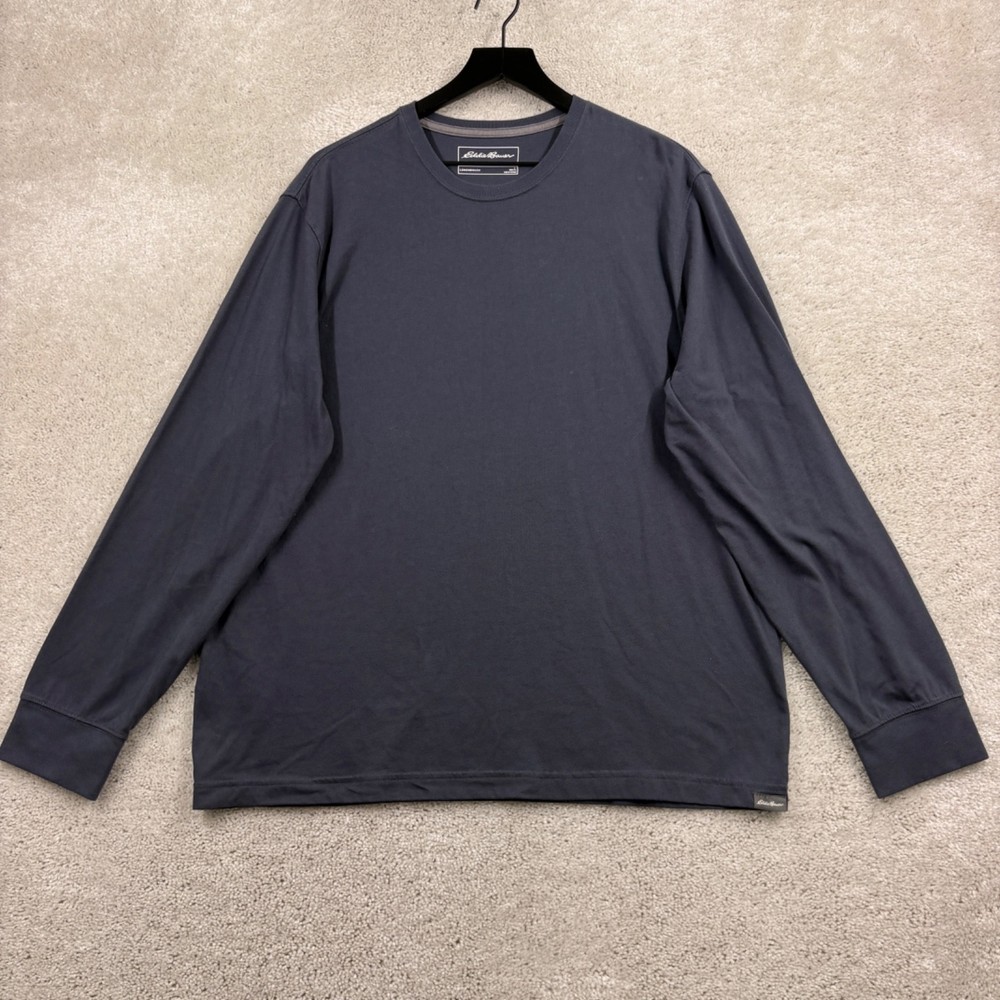 Eddie Bauer T Shirt Mens Size Large Blue Long Sleeve Cotton Poly Legendwash