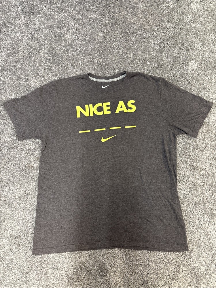 Nike “Nice As” Regular Fit T-Shirt • Gray/Neon Yellow • Men’s XL