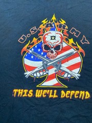 US Army Shirt Men Large Black Graphic American Warrior Hanes Heavyweight Vtg 90s