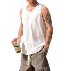 Ribbed Sleeveless Tank Top for Men, Comfortable Activewear Vest for Daily Wear