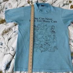 Vintage 80s 1986 Cat Lover T Shirt Blue One Can Never Have Too Many Cats Size M