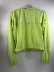 Rue 21 Top Unisex Sz XL Lime Green Long Sleeves Open Mesh Drawstring 1/4 Zip