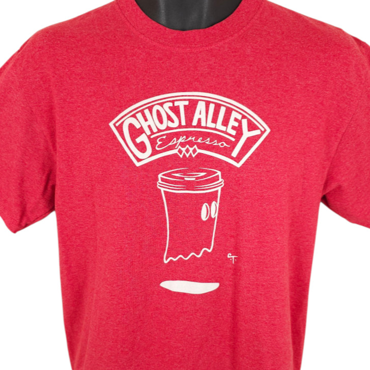 Ghost Alley Espresso T Shirt Mens Size Medium Red Seattle Pike Place Coffee