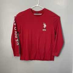 US Polo Assn Long Sleeve T Shirt Mens XL Red Logo USPA Crew Neck Big Letters