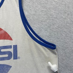 Pepsi Basketball Tank Top Mens XL Beige Big Graphic Logo Wide Strap Round Neck