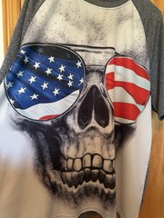 FADED GLORY XXL (50-52) Polyester T Shirt USA flag SKULL